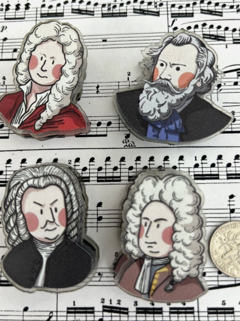 Classical Music Sheet Clips-Bach Mozart Handel Beethoven Musician Music gift